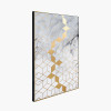White and Grey Marble Effect and Gold Geo Pattern Canvas