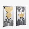 S/2 Mirrored, Black and Gold Metal Wall Art