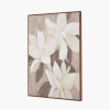 White and Natural Floral Canvas with Oak Effect Frame