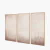S/3 Natural and White Landscape Canvases with Natural Frames