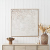 White and Natural Floral Square Canvas with Natural Frame