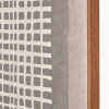 Brown and Natural Grid Design Canvas with Oak Effect Frame