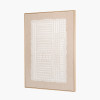 White and Natural Abstract Design Linen Canvas with Elm Effect Frame