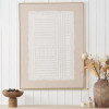 White and Natural Abstract Design Linen Canvas with Elm Effect Frame