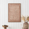 Brown and Natural Abstract Linear Design Canvas with Oak Effect Frame