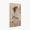 Striped Dress Lady Design Canvas with Natural Frame