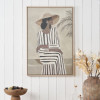Striped Dress Lady Design Canvas with Natural Frame