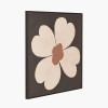 Brown and Natural Large Flower Design Canvas with Black Frame