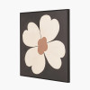 Brown and Natural Large Flower Design Canvas with Black Frame