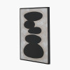 Black and Natural Stone Design Canvas Wall Art with Black Frame