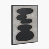 Black and Natural Stone Design Canvas Wall Art with Black Frame