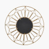 Gold Metal Cane Design Round Wall Mirror
