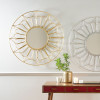Gold Metal Cane Design Round Wall Mirror