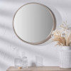 Natural Wood Veneer Slim Frame Round Mirror Large