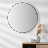Brushed Silver Metal Slim Frame Round Wall Mirror Small