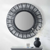Black Bamboo Frame Round Wall Mirror