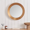 Burnished Gold Metal Angled Frame Round Mirror