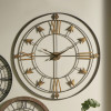 Graphite and Gold Metal Round Wall Clock Large