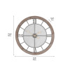 Natural Wood and Black Metal Mesh Round Wall Clock