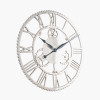 Silver Metal Cog Design Round Wall Clock Large
