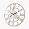 Silver Metal Cog Design Round Wall Clock Large