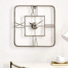 Silver Metal Double Framed Square Wall Clock