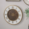 Antique Gold Wood and Geo Print Mirror Wall Clock
