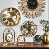 Tan Leather and Antique Brass Metal Table Clock
