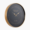 Black Face and Antique Brass Metal Wall Clock