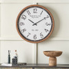 Dark Wood Effect White Faced Round Wall Clock