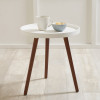Halston White MDF and Brown Pine Wood Round Table
