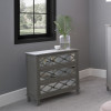Puglia Dove Grey Pine Wood and Mirrored Glass 3 Drawer Wide Unit