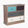 Loft Blue Multicoloured Pine Wood 4 Drawer Unit