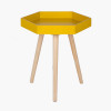 Halston Mustard MDF and Natural Pine Wood Hexagon Table