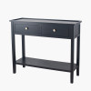 Chelmsford Satin Black Pine Wood 2 Drawer Console Table