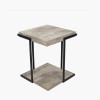 Jersey Concrete Effect Wood Veneer and Black Metal Side Table