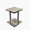 Jersey Concrete Effect Wood Veneer and Black Metal Side Table