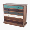 Loft Blue Multicoloured Pine Wood 6 Drawer Unit