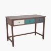 Loft Blue Multicoloured Pine Wood 3 Drawer Desk