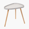 Clarice Light Grey MDF and Natural Pine Wood Teardrop Side Table
