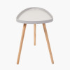 Clarice Light Grey MDF and Natural Pine Wood Teardrop Side Table