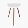 Clarice White MDF and Brown Pine Wood Teardrop Side Table