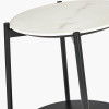 Marchello White Marble Veneer and Black Metal Side Table