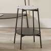 Marchello White Marble Veneer and Black Metal Side Table