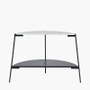 Marchello White Marble Veneer and Black Metal Console Table