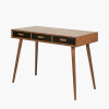 Klee Black Pine Wood 3 Drawer Desk