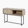 Marca Sand Wash Acacia Wood and Black Metal 1 Drawer Console Table