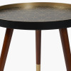 Peretti Black and Gold Wood Veneer and Dark Pine Wood Side Table