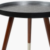 Peretti Black and Silver Wood Veneer and Dark Pine Wood Side Table