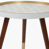 Peretti White and Gold Wood Veneer and Dark Pine Wood Side Table